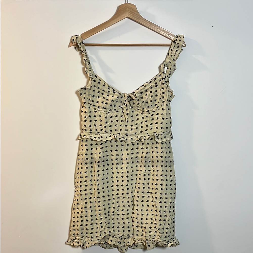 For Love & Lemons Sweetheart Mini Dress Creme With Heart Pattern
